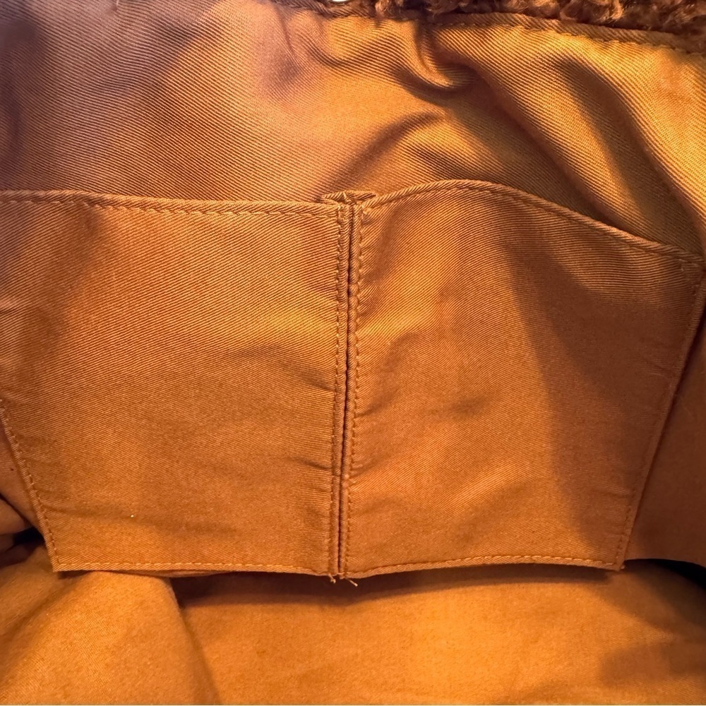 Teddy Sherpa Tote Bag, A New Day, Faux Shearling, Copper Brown, 17”X 10.5” X 5” - Picture 5 of 10